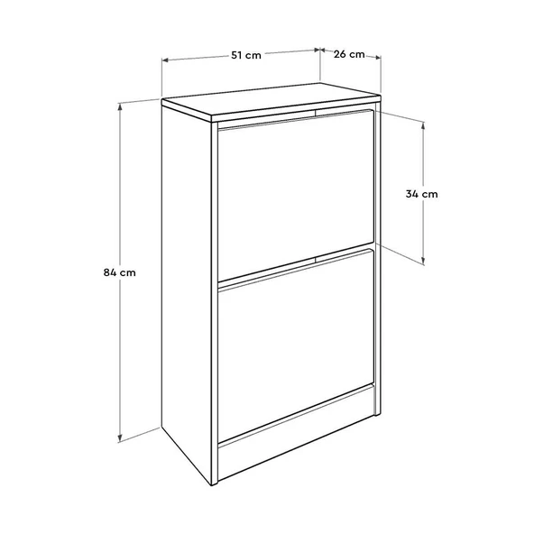 Flat Duo 2 Katlı Ayakkabılık Mat Beyaz 51x84x26 cm - 6