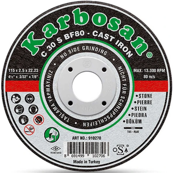 Karbosan 115x2.5x22.23 SC Pik Döküm Kesme Diski - Karbosan 910270
