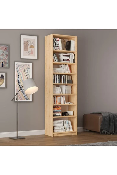 Asra Trend MDF Safir Meşe Kitaplık – Ayarlanabilir Raflar, Ev & Ofis Modern Dekoratif Kitaplık, K-02 ürün görseli