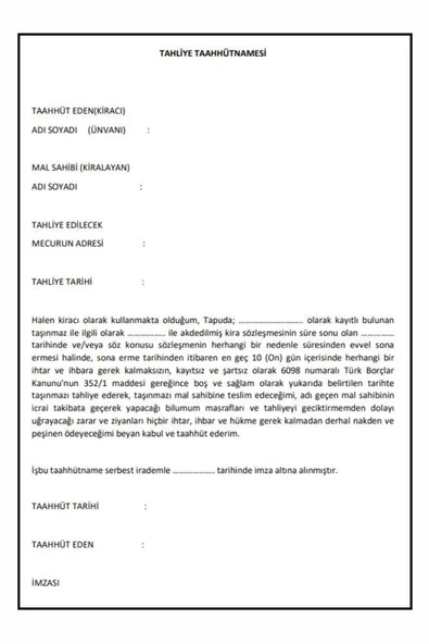 Kira Sözleşmesi ve Tahliye Tahütnamesi 5 Adet Tükenmez Kalem Kira Kontratı ve Tahliye Taahünamesi - 3