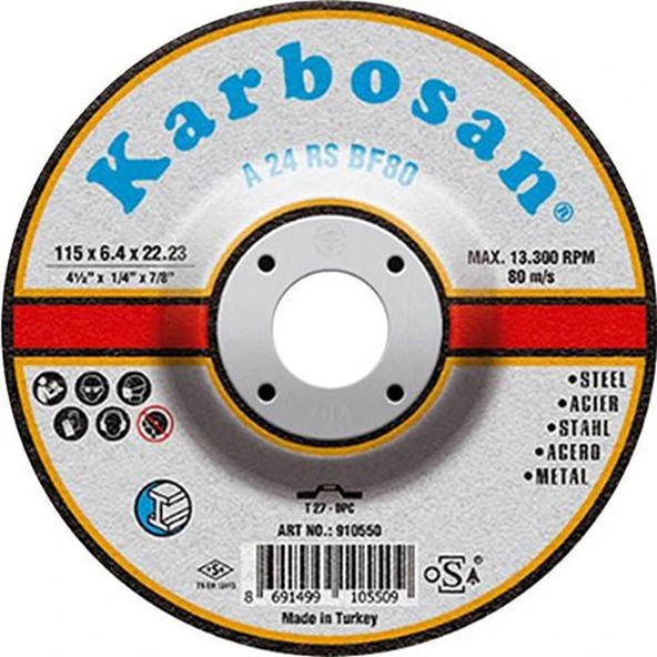 Karbosan 180x8.0x22.23 NK Metal Taşlama Diski - Karbosan 910580