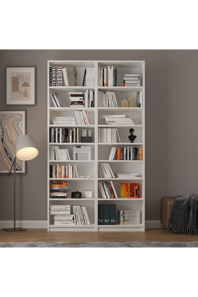 Asra Trend %100 MDFLAM Beyaz Kitaplık K-09 - 2