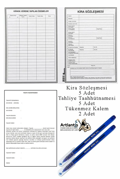 Kira Sözleşmesi ve Tahliye Tahütnamesi 5 Adet Tükenmez Kalem Kira Kontratı ve Tahliye Taahünamesi