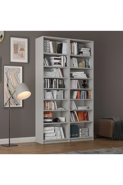 Asra Trend MDF Kül Gri Kitaplık – Ayarlanabilir Raflar, Ev & Ofis Modern Dekoratif Kitaplık, K-11 ürün görseli