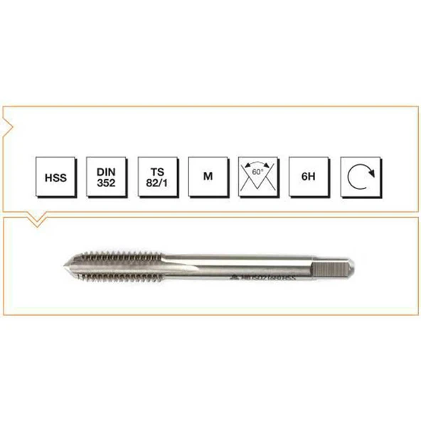 Makina Takım M4 HSS DIN 352 Metrik Normal Vidalı Kılavuz - Son - MTE B00104040400 ürün görseli