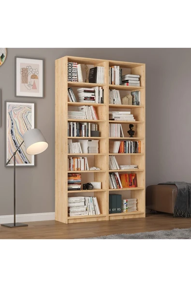 Asra Trend MDF Safir Meşe Kitaplık – Ayarlanabilir Raflar, Ev & Ofis Modern Dekoratif Kitaplık, K-10 ürün görseli