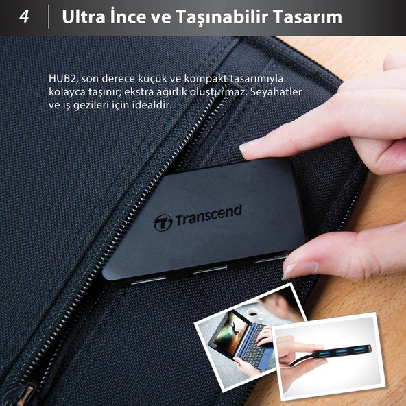 Transcend TS-HUB2K USB 3.1 Gen 1, USB A to 4 Port USB Çoklayıcı HUB - 6