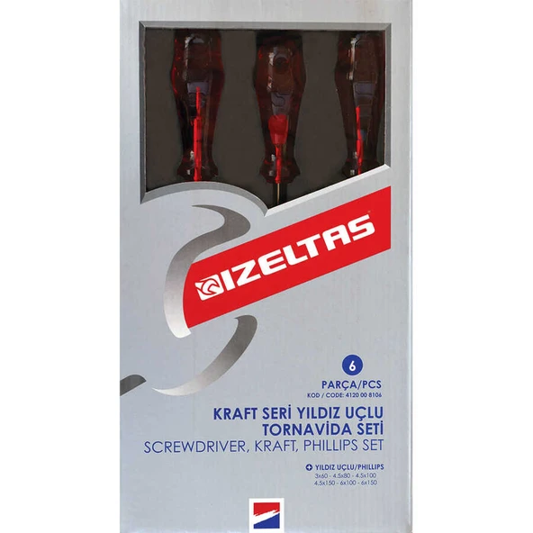 İzeltaş 6'lı Kraft Seri Yıldız Tornavida Seti - İzeltaş 4120008106 - 2