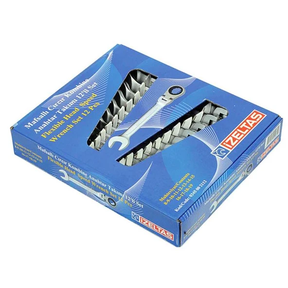 İzeltaş 12 Parça Mafsallı Cırcır Kombine Anahtar Takımı - İzeltaş 0345002112 ürün görseli