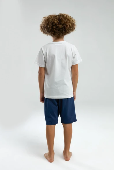 Arnetta Garson Erkek Çocuk Desenli Bisiklet Yaka Kısa Kol Pijama Takım - 4