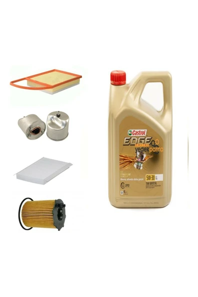 CASTROL Berlingo Euro 5 1.6 Dizel Uyumlu Yağ Bakım Seti + edge 5W-30 4 lt Partiküllü Motor Yağı 2023 ür ürün görseli