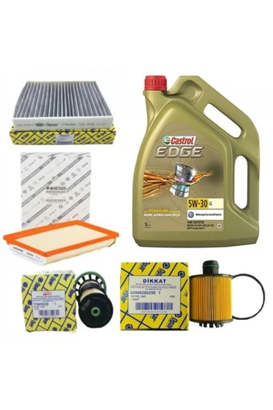 CASTROL Fiat Doblo,linea 1.6 Multi Jet Filitre Bakım Seti+ 5w-30 5lt Motor Yağ Edge ürün görseli
