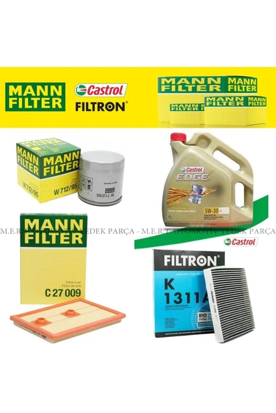 OEM Skoda-kodıaq-14-tsı-mann-fıltre-bakım-setı-castrol-edge-5w30 - Resim 2