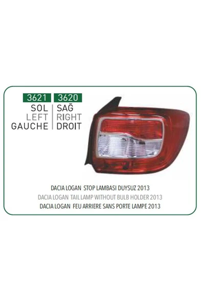 PLEKSAN STOP LAMBASI SOL CLIO IV 13> SANDERO 12> PLEKSAN 3621 ürün görseli