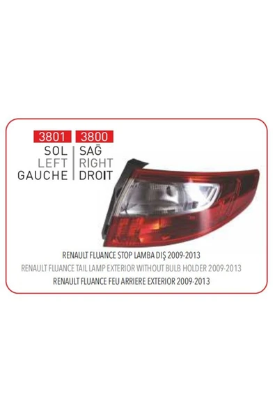 PLEKSAN STOP LAMBASI SOL DIŞ FLUENCE PLEKSAN 3801 ürün görseli