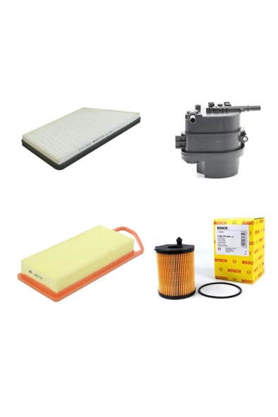 Bosch Filtre Bakım Seti Peugeot 206 1.4 Hdi Dizel Hava + Yağ F. + Yakıt Filtre + Polen ürün görseli