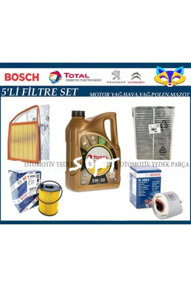 Bosch Peugeot Partner 1.6 Hdi Euro 5 Filtre Bakım Seti + TOTAL İNEO ECS 5W30 4LT Motor Yağı 2023 ÜRETİM ürün görseli