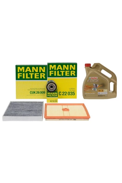 Mann Filters Audi Q2 Uyumlu 1.0 TFSI Periyodik Bakım Filtre Seti Mann Marka Castrol Motor Yağlı ürün görseli