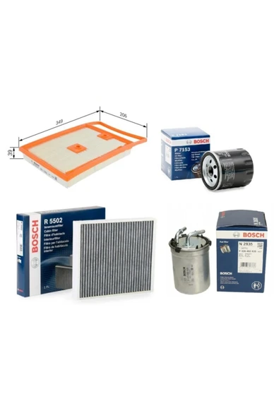 Bosch Vw Polo 1.4 Tdi Filtre Bakım Seti Cus Cyz Cut 2014-2017 6c1 Karbonlu ürün görseli