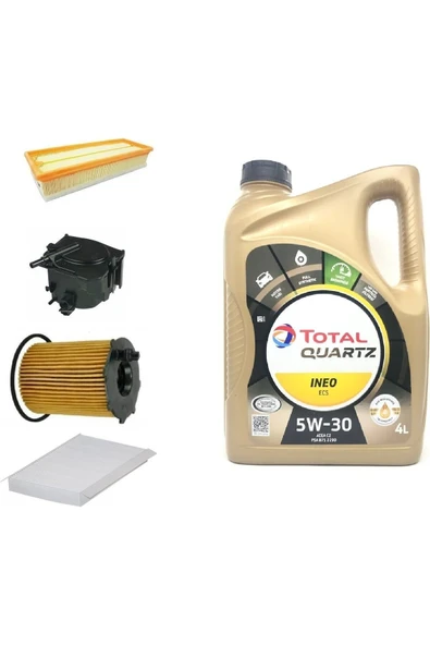 OEM Total Peugeot Partner 1.6 Dizel Yağ Bakım Seti + Total Quartz Ineo Ecs 5W-30 Partiküllü Motor Yağı 4 ürün görseli