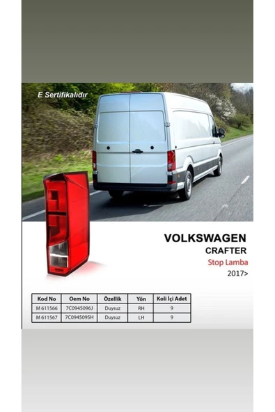 Mars Volkswagen Crafter Sağ Stop Duysuz 2017 Sonrasi Uyumlu 611566 ürün görseli