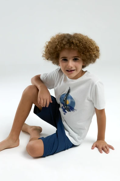 Arnetta Erkek Çocuk Desenli Bisiklet Yaka Kısa Kol Pijama Takım - 2