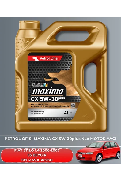 Petrol Ofisi FIAT STILO 1.4 2006-2007 95 BEYGİR FİLTRE - YAG BAKIM SETİ - Resim 5