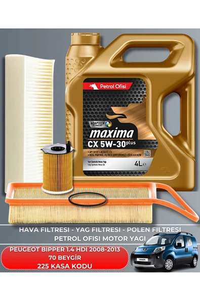 Petrol Ofisi PEUGEOT BIPPER 1.4 HDI 2008-2009-2010-2011-2012-2013 70 BEYGİR FİLTRE - YAG BAKIM SETİ ürün görseli