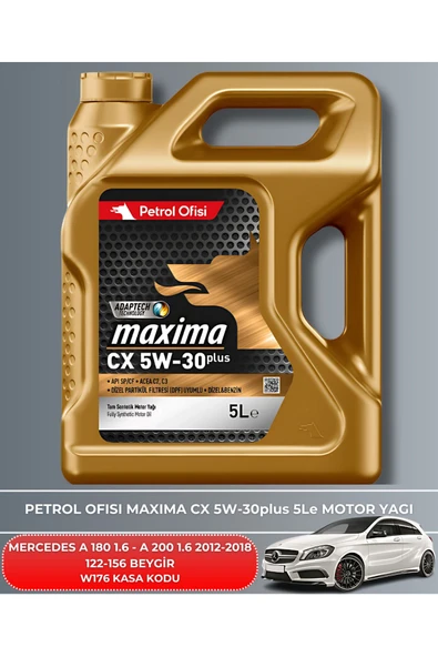 Petrol Ofisi MERCEDES A 180 1.6 - A 200 1.6 2012-2013-2014-2015-2016-2017 122-156 BEYGİR FİLTRE - YAĞ BAKIM SETİ - 5