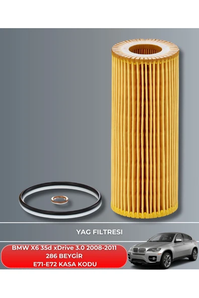 Petrol Ofisi Bmw X6 35d Xdrive 3.0 2008-2009-2010-2011 286 Beygir Filtre - Yağ Bakım Seti - Resim 3