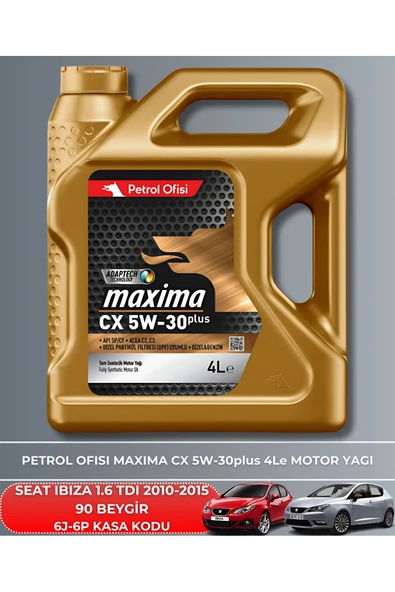 Petrol Ofisi SEAT IBIZA 1.6 TDI 2010-2011-2012-2013-2014-2015 90 BEYGİR FİLTRE - YAĞ BAKIM SETİ - Resim 5