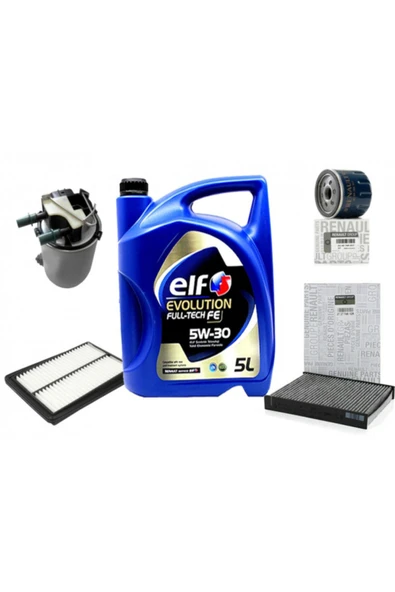 ELF Renault Kadjar 1.5 Dci Filtre Bakım Seti Ve Motor Yağı 5w-30 5lt Dpf Li ürün görseli