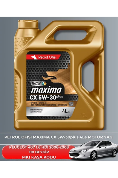 Petrol Ofisi PEUGEOT 407 1.6 HDI 2006-2007-2008 110 BEYGİR FİLTRE - YAG BAKIM SETİ - Resim 5