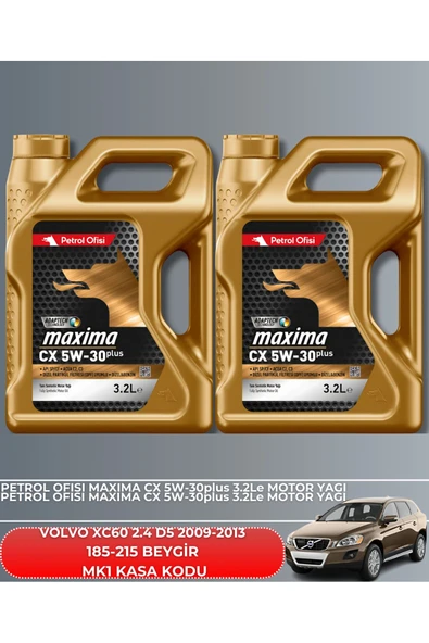 Petrol Ofisi VOLVO XC60 2.4 D5 2009-2010-2011-2012-2013 185-215 BEYGİR FİLTRE - YAĞ BAKIM SETİ - Resim 5