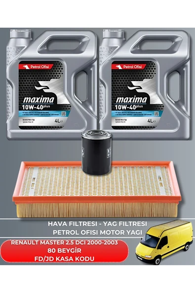 Petrol Ofisi RENAULT MASTER 2.5 DCI 2000-2001-2022-2003 80 BEYGİR FİLTRE - YAĞ BAKIM SETİ ürün görseli