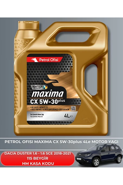 Petrol Ofisi DACIA DUSTER 1.6 - 1.6 SCE 2018-2019-2020-2021 115 BEYGİR FİLTRE - YAĞ BAKIM SETİ - Resim 5