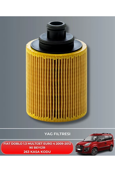 Petrol Ofisi FIAT DOBLO 1.3 MULTIJET EURO 4 2009-2010-2011-2012 75 BEYGİR FİLTRE - YAG BAKIM SETİ - Resim 3