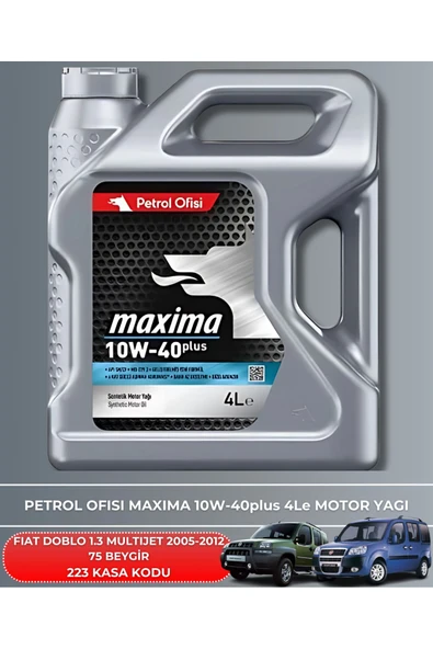 Petrol Ofisi FIAT DOBLO 1.3 MULTIJET 2005-2006-2007-2008-2009-2010-2011-2012 75 BEYGİR FİLTRE - YAG BAKIM SETİ - Resim 5