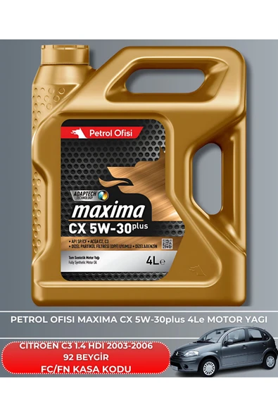 Petrol Ofisi CITROEN C3 1.4 HDI 2003-2004-2005-2006 92 BEYGİR FİLTRE - YAG BAKIM SETİ - Resim 5