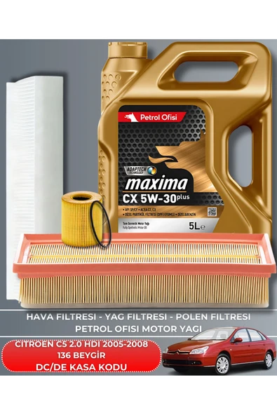 Petrol Ofisi CITROEN C5 2.0 HDI 2005-2006-2007-2008 136 BEYGİR FİLTRE - YAG BAKIM SETİ ürün görseli
