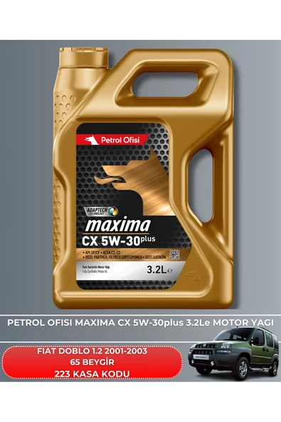 Petrol Ofisi FIAT DOBLO 1.2 2001-2002-2003 65 BEYGİR FİLTRE - YAG BAKIM SETİ - Resim 5