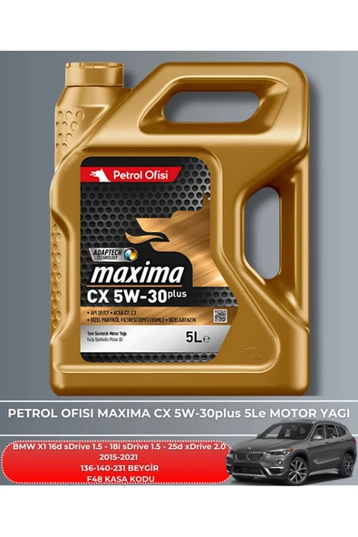 Petrol Ofisi BMW X1 16d-18i sDrive 1.5 25d xDrive 2.0 2015-2016-2017-2018-2019-2020-2021 FİLTRE YAĞ BAKIM SETİ - 5