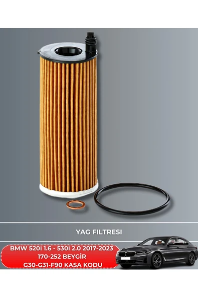 Petrol Ofisi BMW 520i 1.6 - 530i 2.0 2017-2018-2019-2020-2021-2022-2023 170-252 BEYGİR FİLTRE - YAĞ BAKIM SETİ - Resim 3