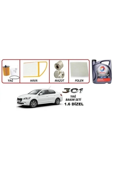 TOTAL Peugeot 301 1.6 Dizel Yağ Bakım 5li Set 5w30 Ecs Euro5 ürün görseli