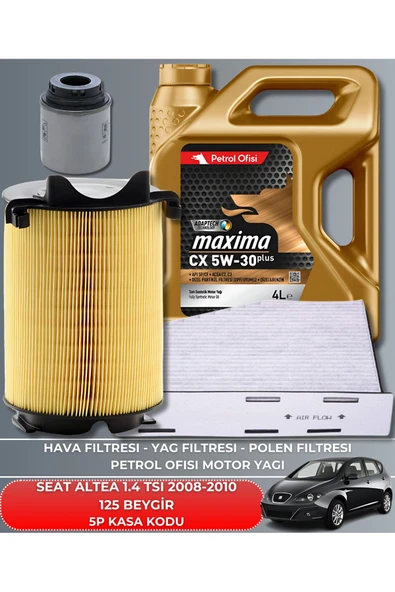 Petrol Ofisi SEAT ALTEA 1.4 TSI 2008-2009-2010 125 BEYGİR FİLTRE - YAĞ BAKIM SETİ ürün görseli