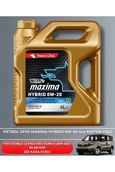 Petrol Ofisi FIAT DOBLO 1.3 MULTIJET EURO 6 2019-2020-2021 95 BEYGİR FİLTRE - YAG BAKIM SETİ - Resim 5