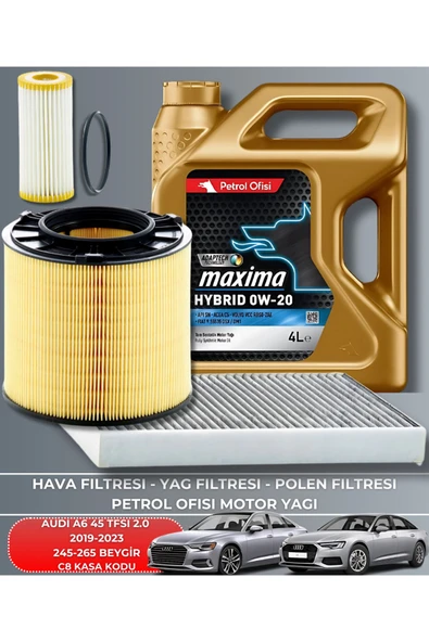 Petrol Ofisi AUDI A6 45 TFSI 2.0 2019-2020-2021-2022-2023 245-265 BEYGİR FİLTRE - YAĞ BAKIM SETİ ürün görseli