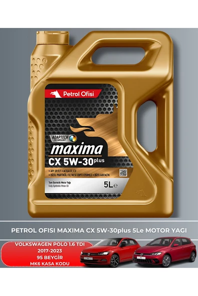 Petrol Ofisi VOLKSWAGEN POLO 1.6 TDI 2017-2018-2019-2020-2021-2022-2023 95 BEYGİR FİLTRE - YAĞ BAKIM SETİ - Resim 5