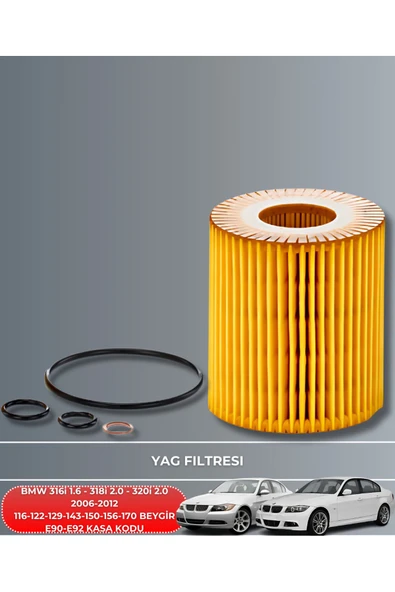 Petrol Ofisi BMW 316i 1.6 - 318i 2.0 - 320i 2.0 2006-2007-2008-2009-2010-2011-2012 FİLTRE YAĞ BAKIM SETİ - Resim 3