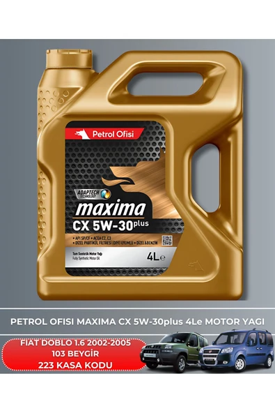 Petrol Ofisi FIAT DOBLO 1.6 2002-2003-2004-2005 103 BEYGİR FİLTRE - YAG BAKIM SETİ - Resim 5